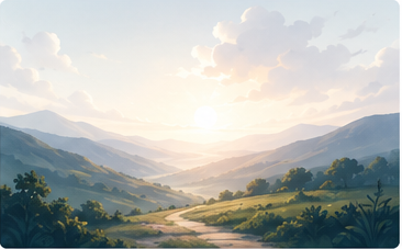 Calm dawn scene shown as the phone screen backdrop in a product mockup.